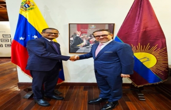 Amb. P.K. Ashok Babu had a productive meeting with the Governor of Carabobo State, H.E. Mr. Rafael Lacava, at the Capitolio in Valencia City on Friday, March 22, 2024. They discussed trade, cultural exchanges, and other matters of mutual interests.